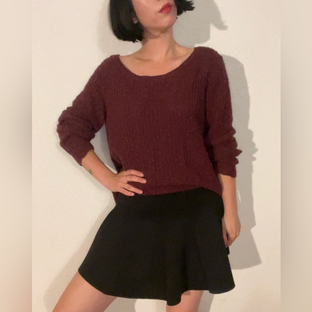 ❤️ Brandy Melville Oversized Burgundy Knit Pullover Sweater